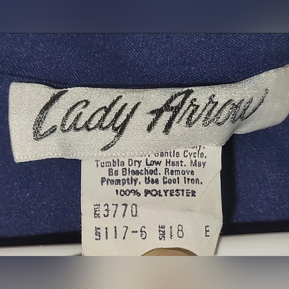 Vintage 1970s Lady Arrow Black Polyester Blouse Button-Up Shirt Size 8 - Picture 6 of 9